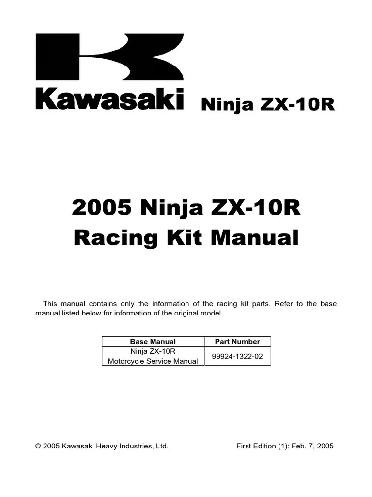 KAWASAKI NINJA ZX-10R SERVICE MANUAL Pdf.