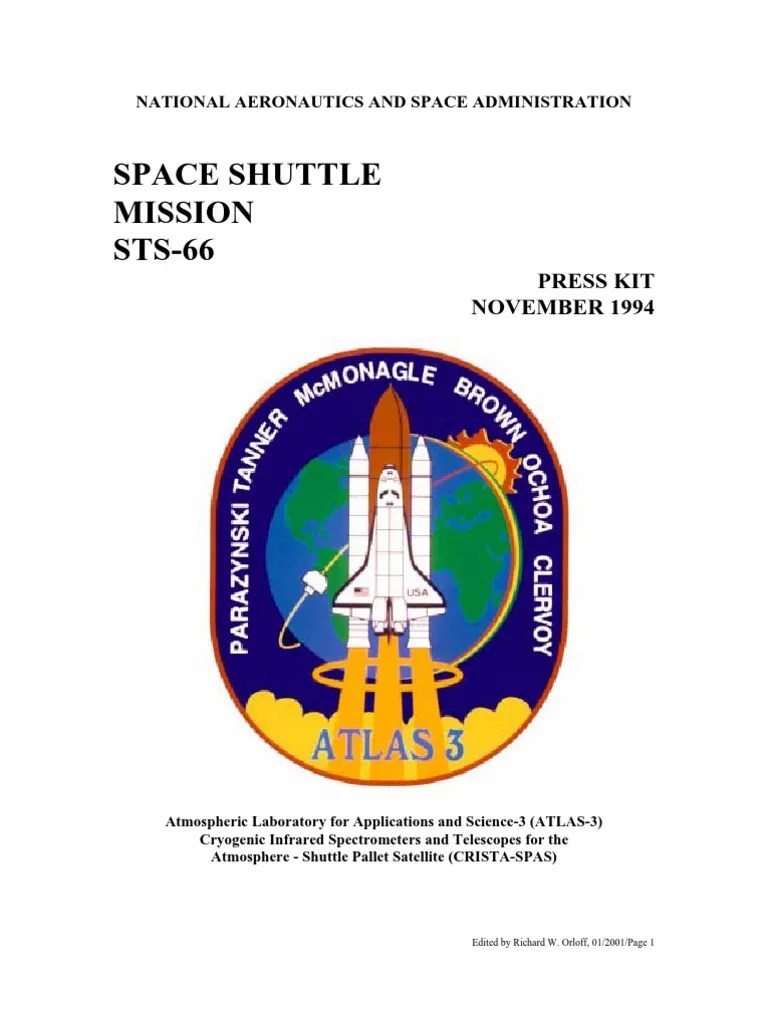 NASA Space Shuttle STS66 Press Kit Outer Space Spaceflight