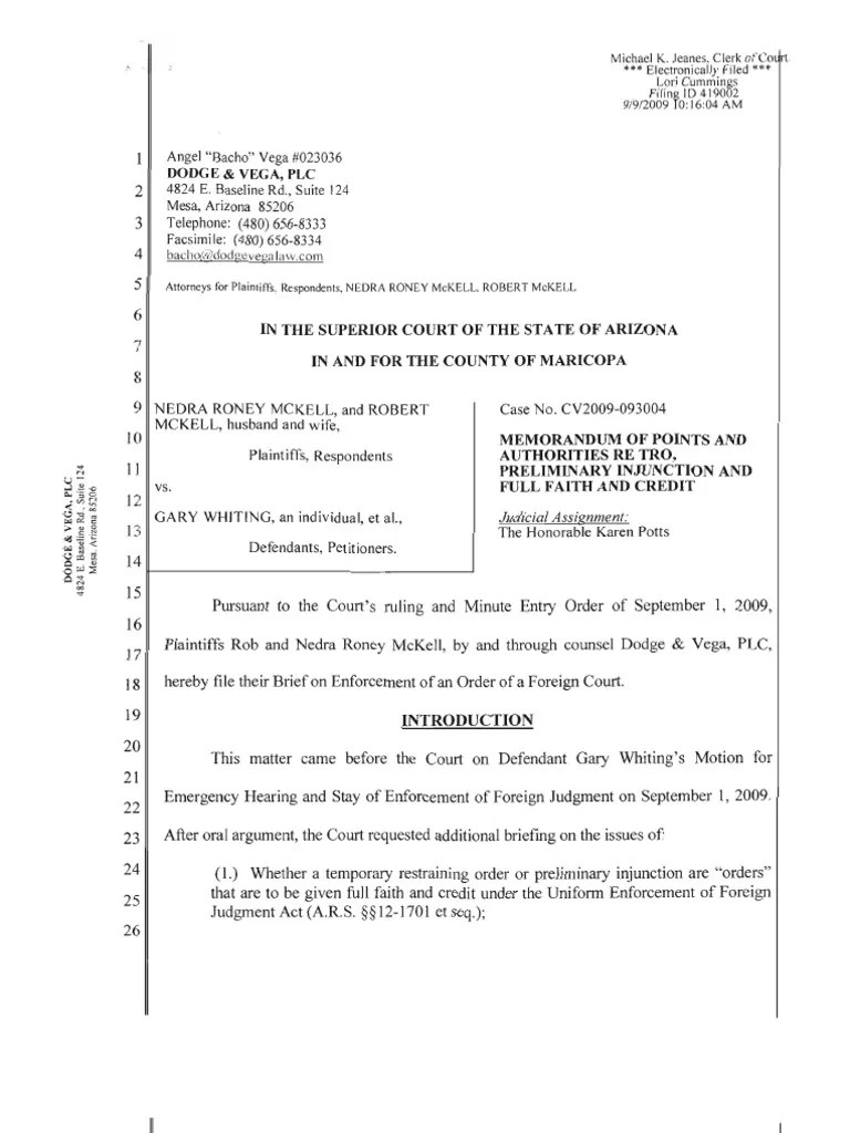 CME0001 Full Faith And Credit Clause Injunction