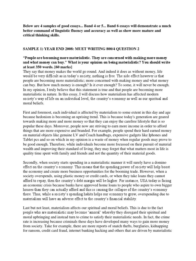 Sample Essay for MUET Band 6 Supermarket Grocery Store