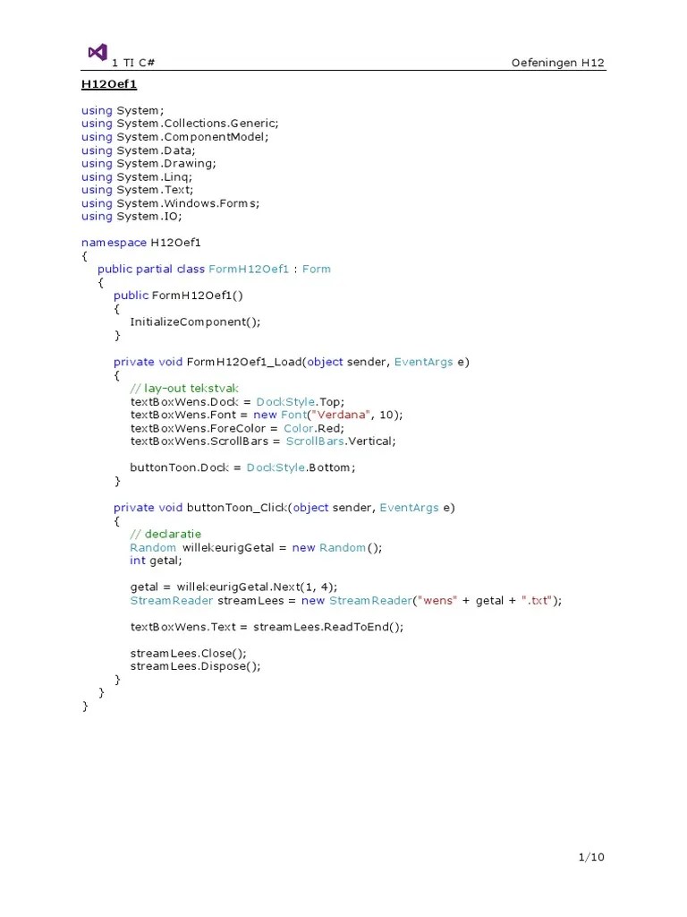 H12 1 TI C Oplossingen Oefeningen 2013 2014 Naming Conventions
