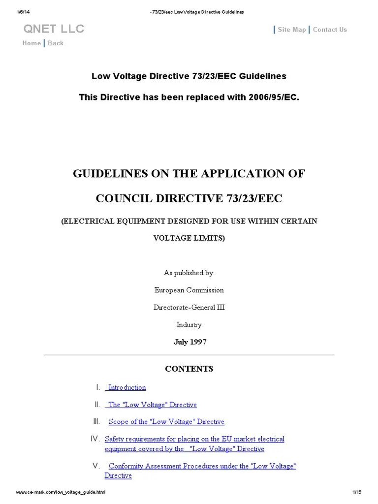 73_23_eec Low Voltage Directive Guidelines Safety