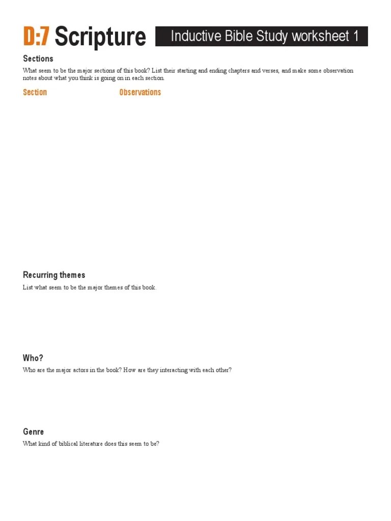 Scripture Inductive Bible Study Worksheet 1 PDF