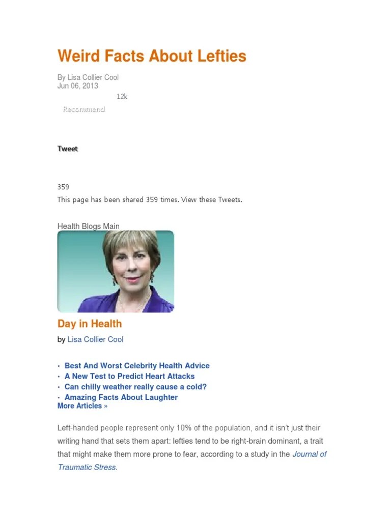 Weird Facts About Lefties PDF Handedness Posttraumatic Stress