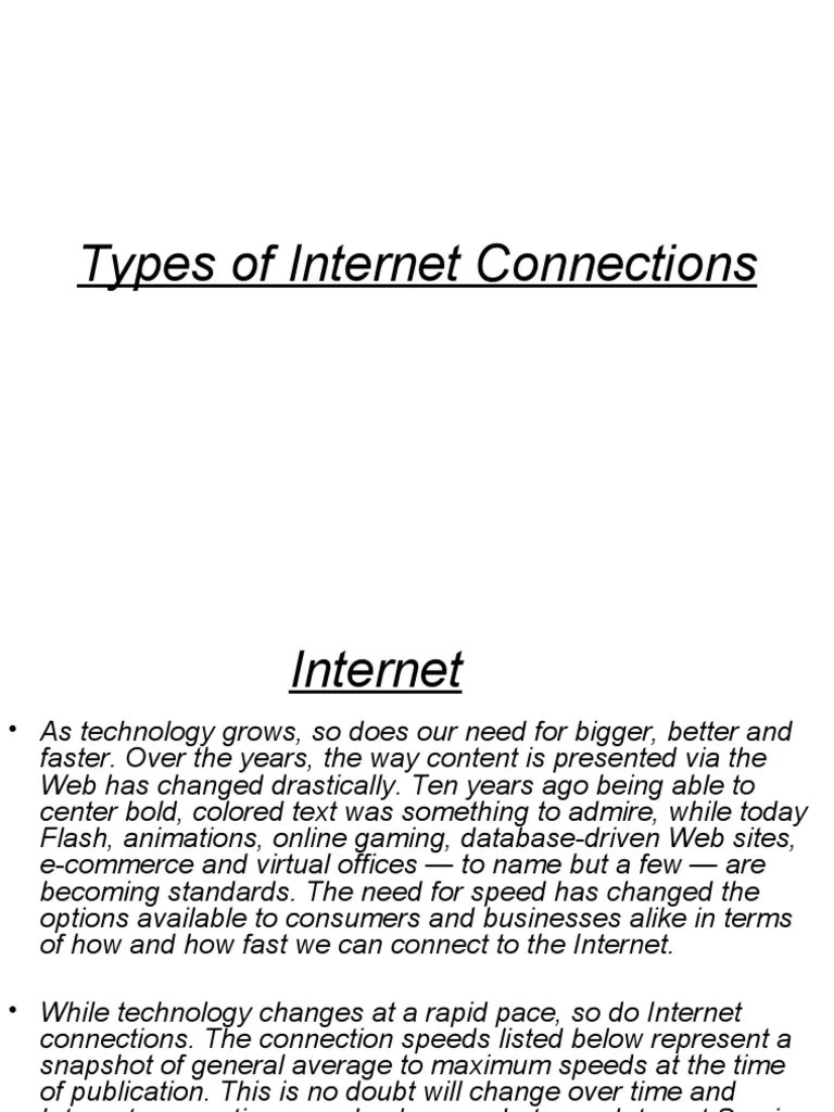 Types of Connections ppt1 PDF Digital Subscriber Line Access
