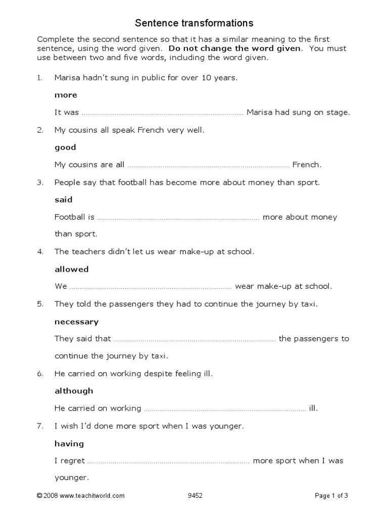 Sentence Transformation Personal Growth