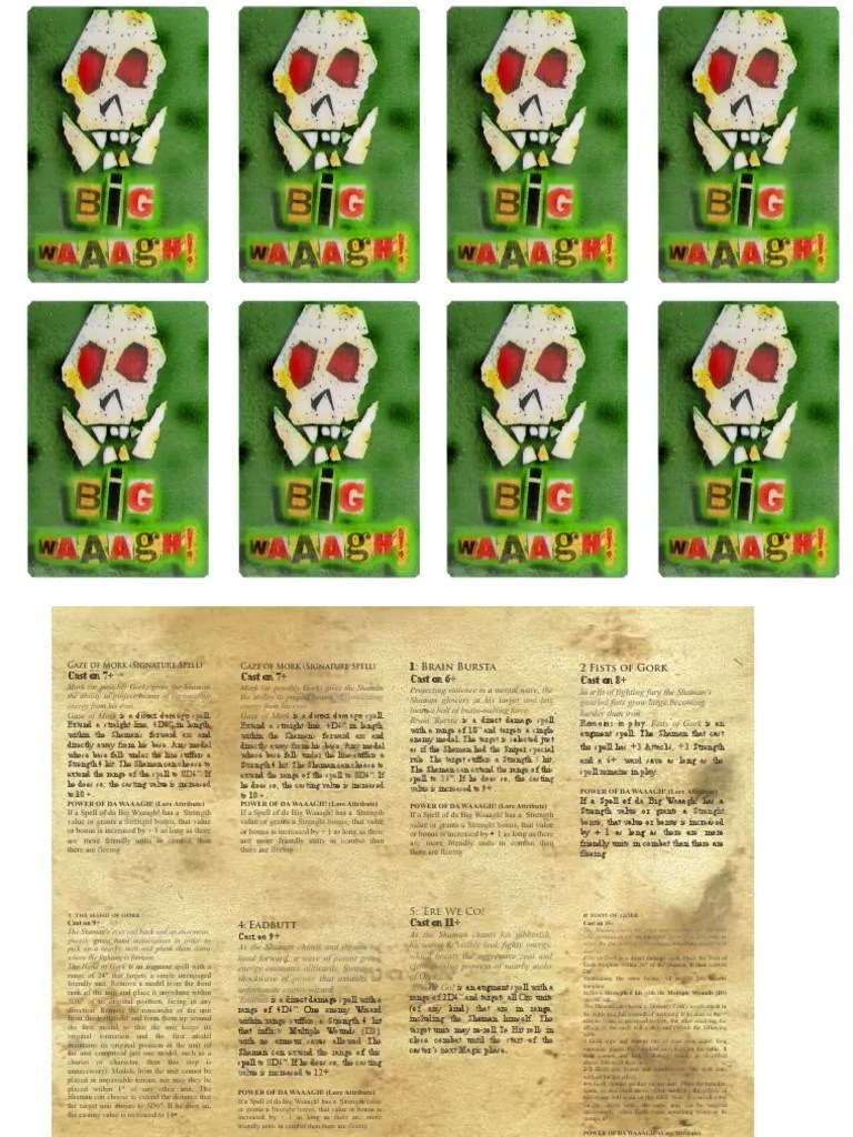 Lore of The Big Waaagh Spell Cards For Warhammer PDF Leisure Unrest