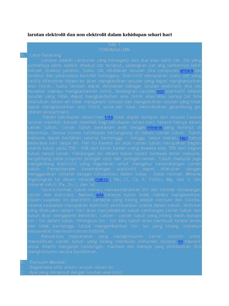 Apa Yang Dimaksud Dengan Larutan Elektrolit Dan Non Elektrolit – Belajar