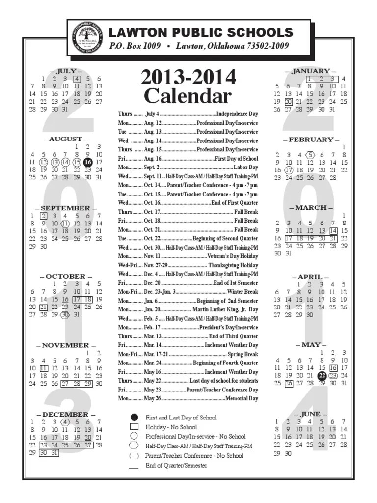 Lawton Public Schools 202526 Calendar PDF Career &amp; Growth