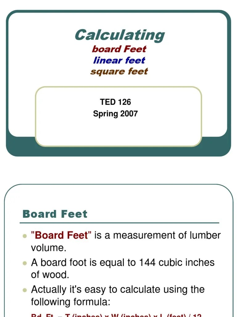 Calculating Board Feet | Foot (Unit) | Inch