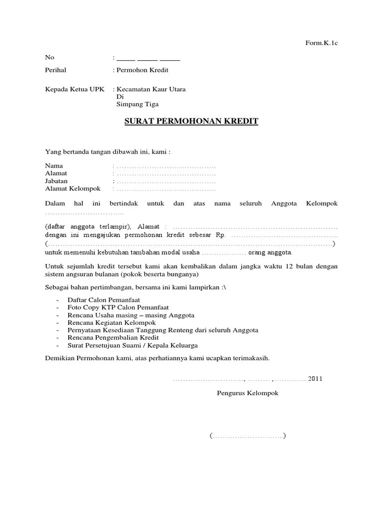 Surat Permohonan Kredit