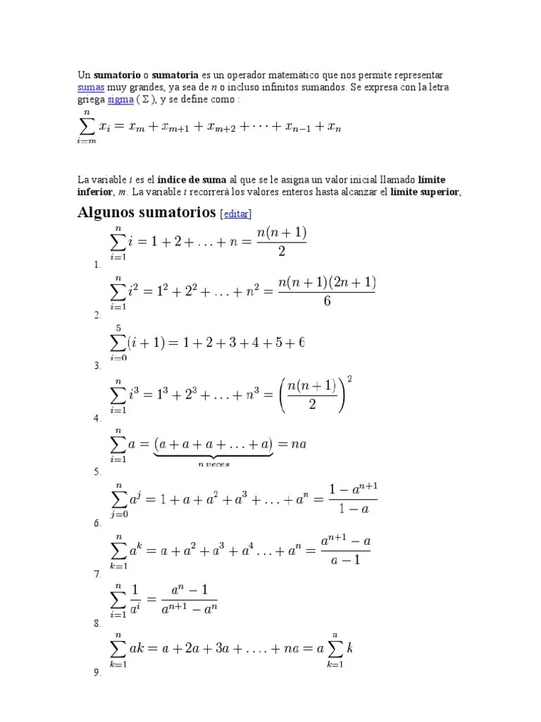 Formulas Sumatoria PDF