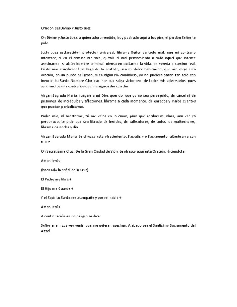 Oración del Divino y Justo Juez