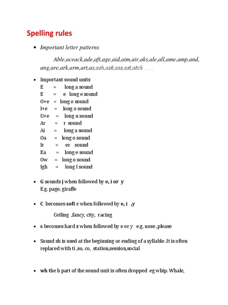 Spelling Rules PDF Consonant Syllable