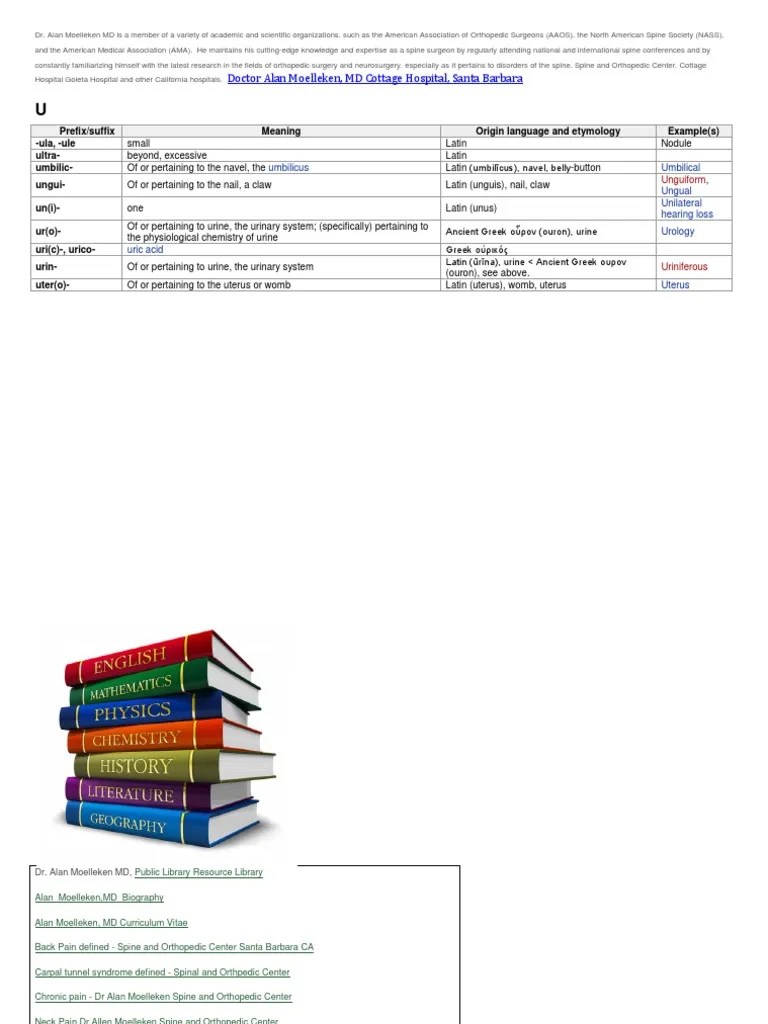 U Medical Prefixes and Suffixes Alan Moelleken MD PDF Spinal Cord