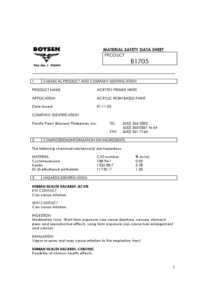 Boysen Acrytex Primer B1705 Firefighting Personal Protective Equipment