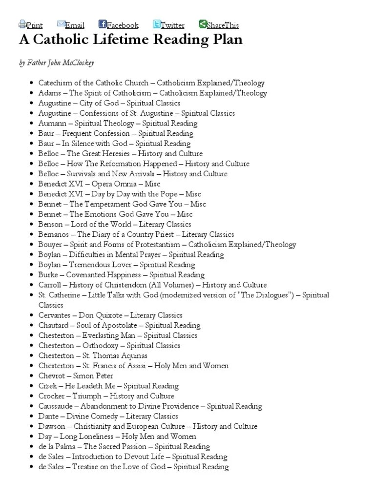 A Catholic Lifetime Reading Plan PDF