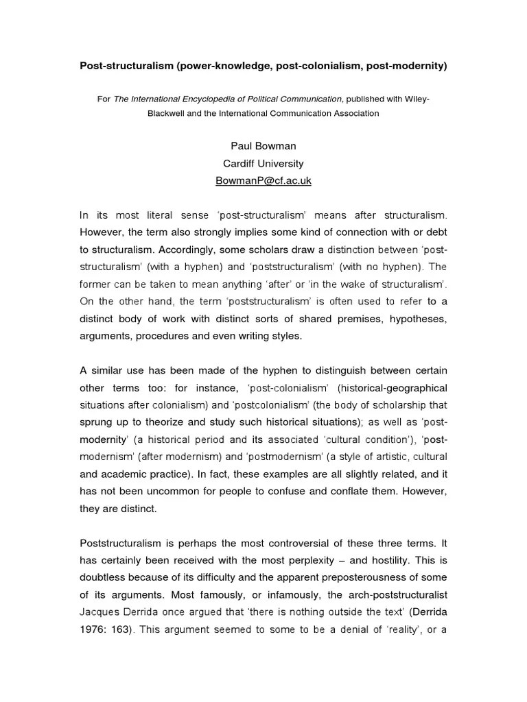 Poststructuralism Jacques Derrida Deconstruction