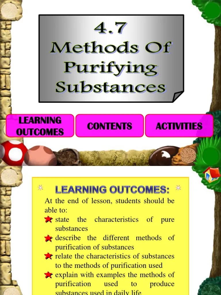 Methods of Purifying Substances Water Purification Chemical Substances