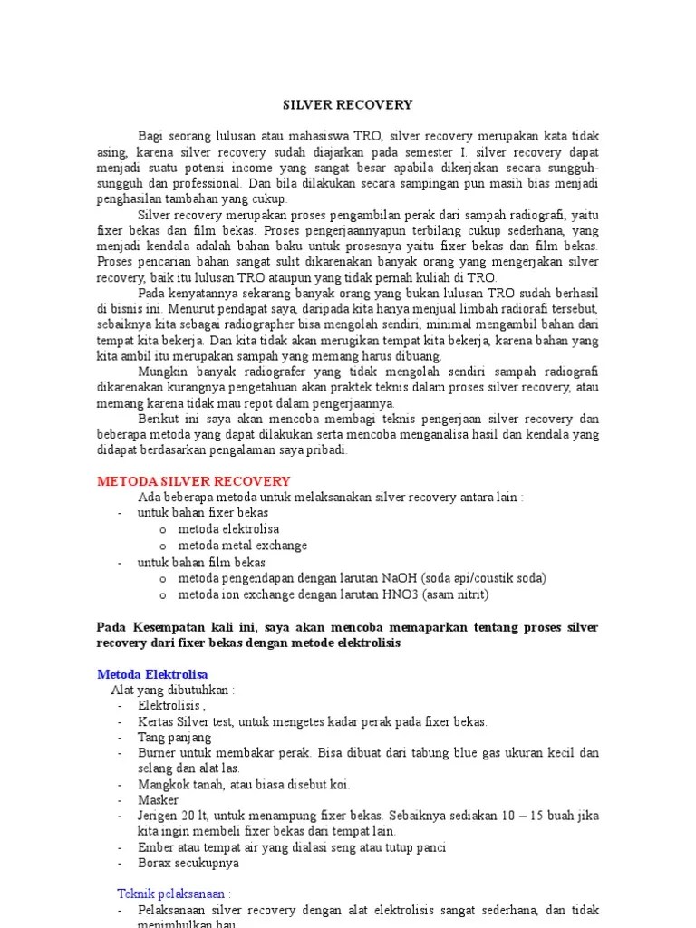 Metoda Silver Recovery