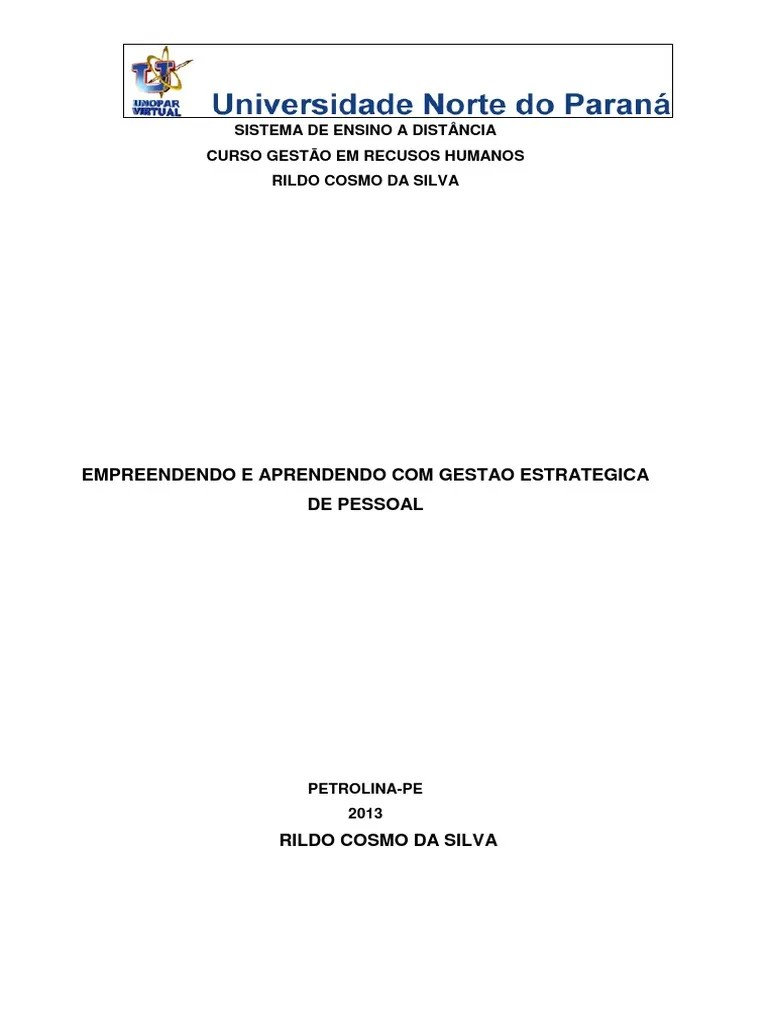 Trabalho Pronto UNOPAR.docx Com Capa Gestão de Recursos Humanos