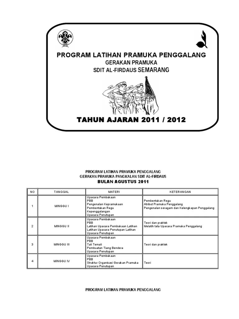 Program Kerja Latihan Penggalang SDIT AL-FIRDAUS | PDF