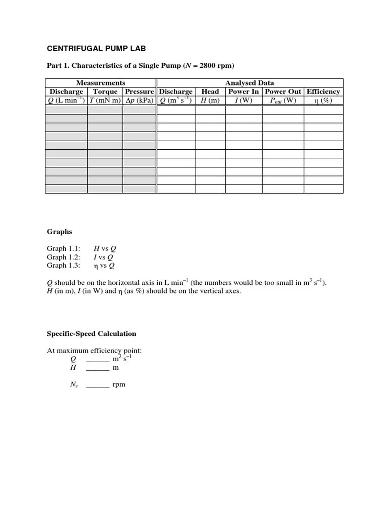Centrifugal Pump Lab Report PDF