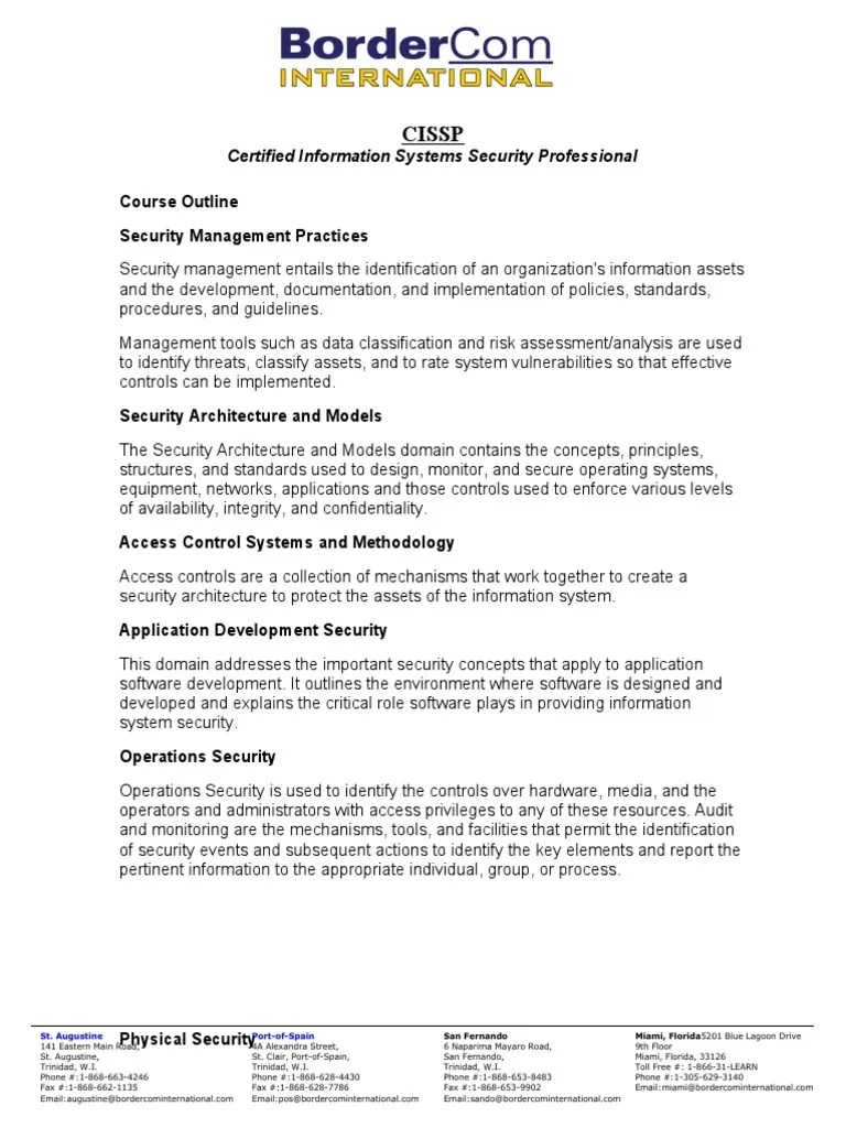 CISSP Course Outline Online Safety & Privacy Computer