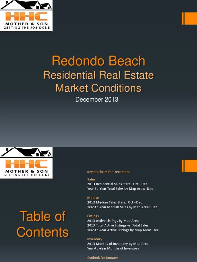 Redondo Beach Real Estate Market Conditions December 2013 PDF