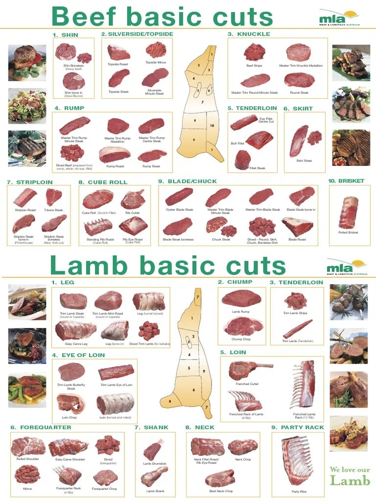 MLA Beef and Lamb Cuts Steak Cookbooks, Food, & Wine