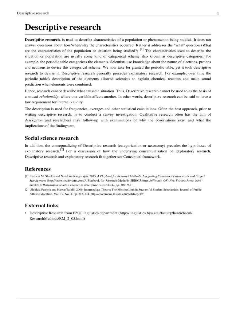 Descriptive Research Methodology Science And Technology