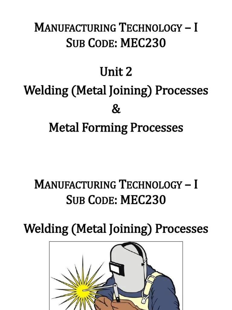1 Unit 2 Metal Joining Process Welding Soldering