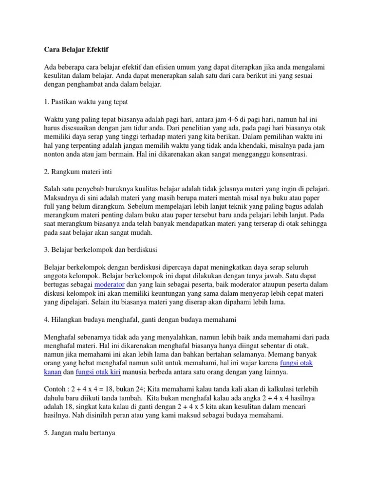 Cara Belajar Efektif | PDF