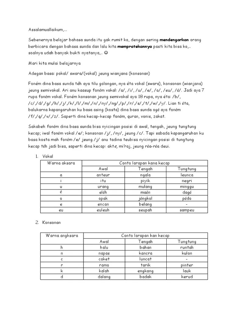 Bahasa Sunda Fonologi | PDF