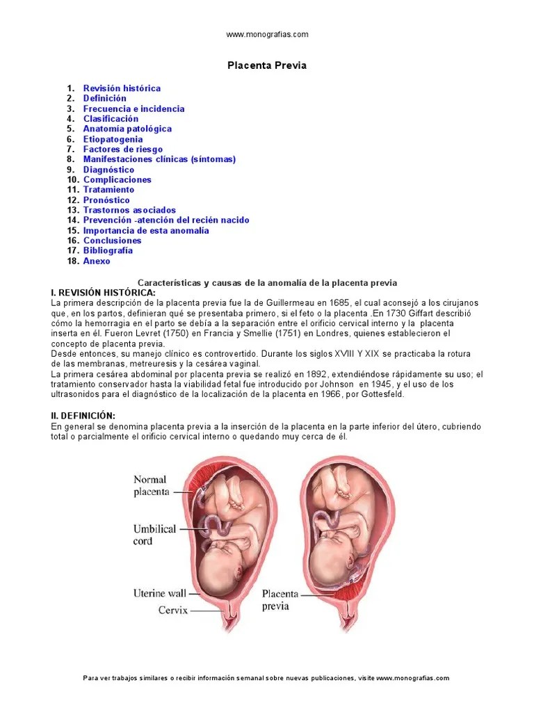 Placenta Previa Implantación (Embrión humano) Parto