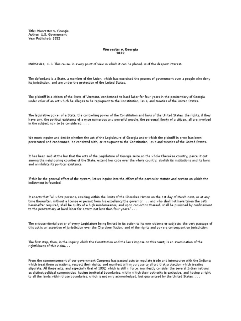 worcester v supreme court case U.S. State