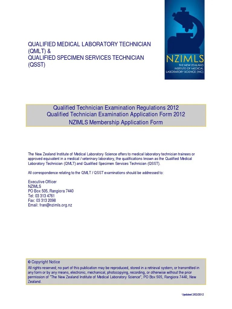 Qualified Medical Laboratory Technician (QMLT) & Qualified Specimen