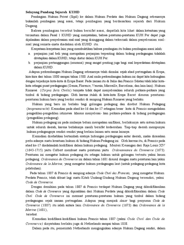 Sejarah Hukum Dagang