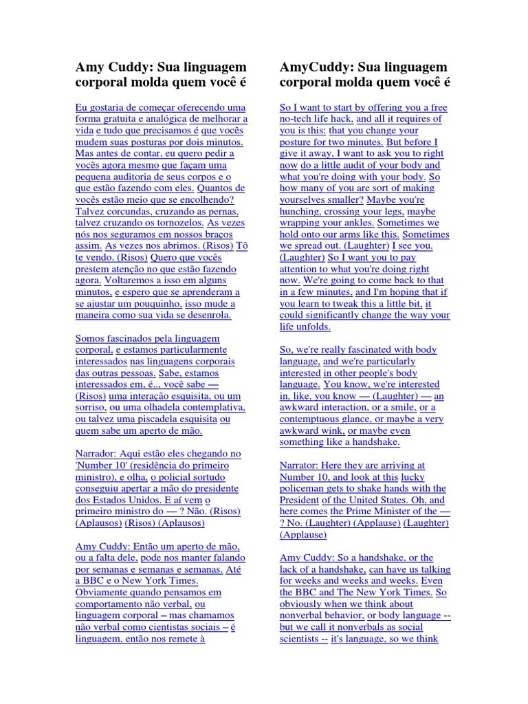 Amy Cuddy Sua linguagem corporal molda quem você é