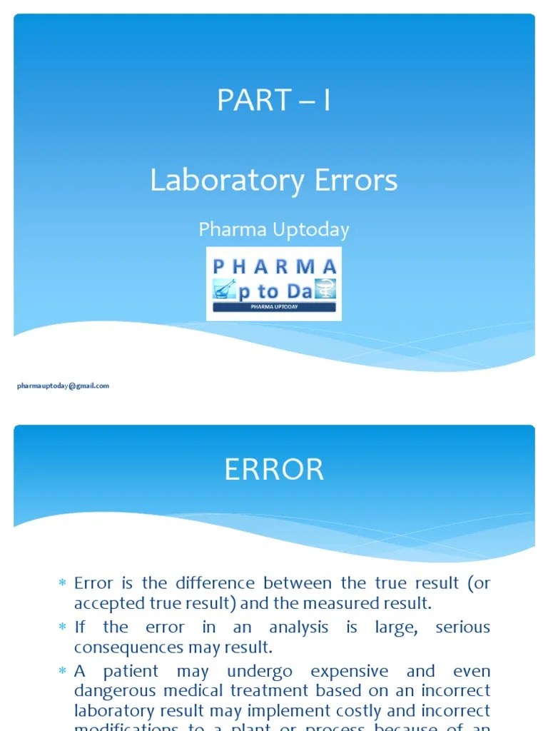 Laboratory Errors in Analytical Laboratory Observational Error Error