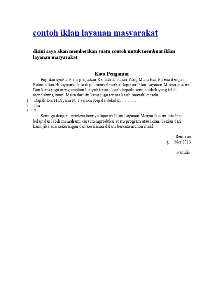 Contoh Iklan Layanan Masyarakat | PDF