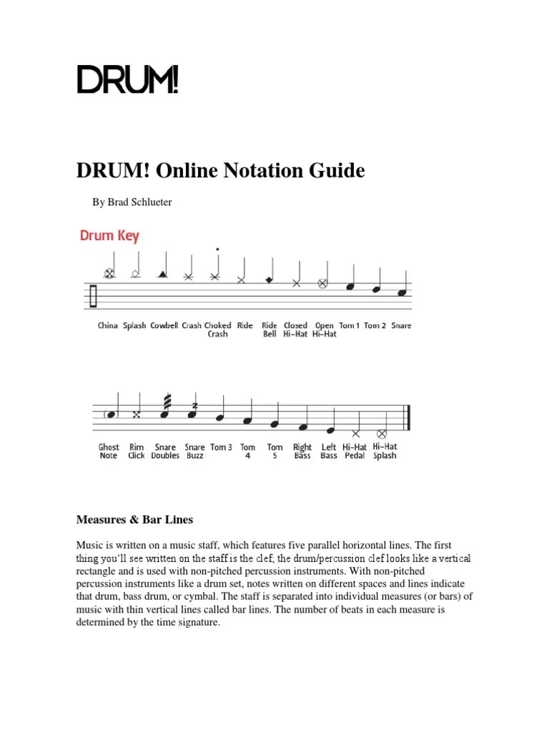 Drum Notation Guide PDF Musical Notation Musical Compositions