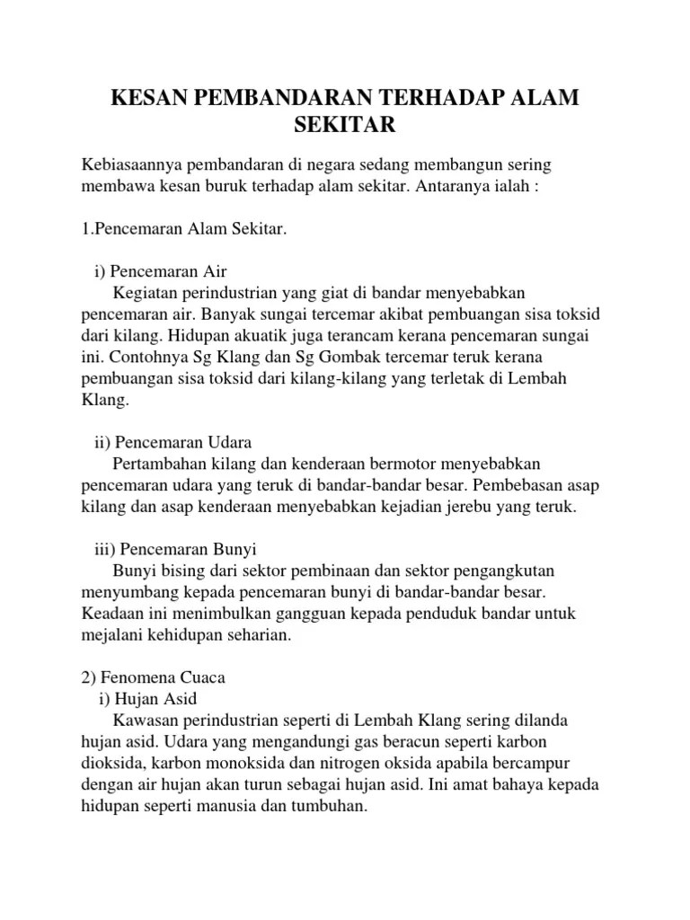 Kesan Pengangkutan Terhadap Alam Sekitar Jordencxt