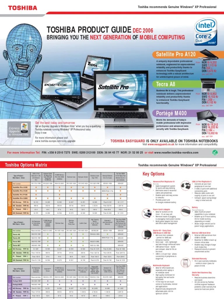 toshiba product guide Laptop Video Game Platforms