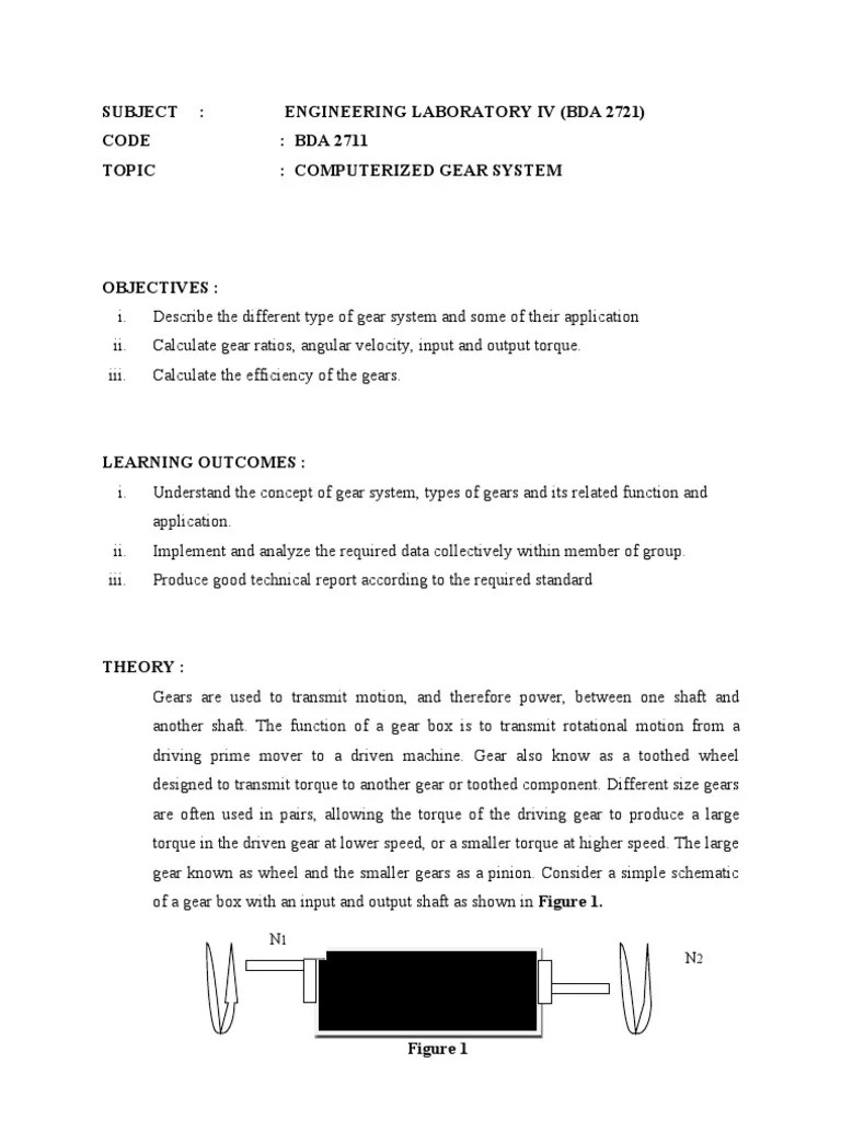Computerized Gear System PDF Gear Transmission (Mechanics)