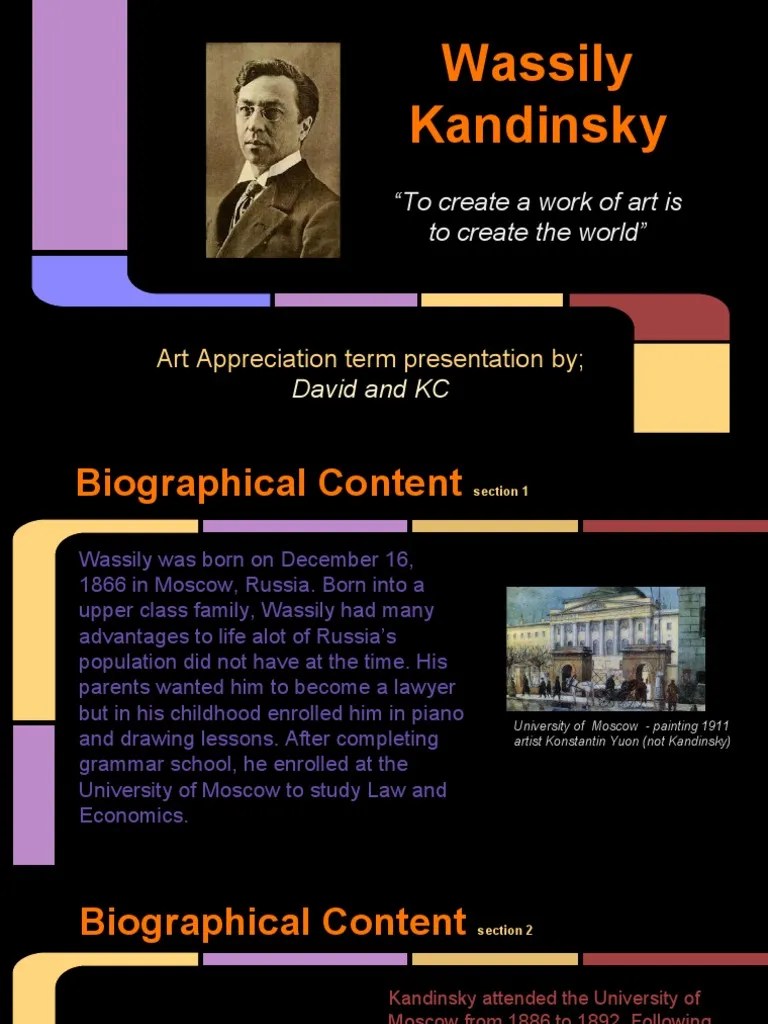 Art Appreciation Artist Presentation PDF Wassily Kandinsky