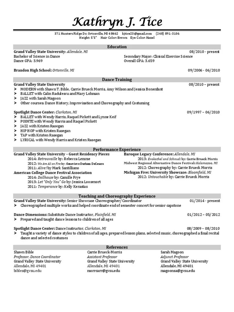 Dance Resume Dances Leisure