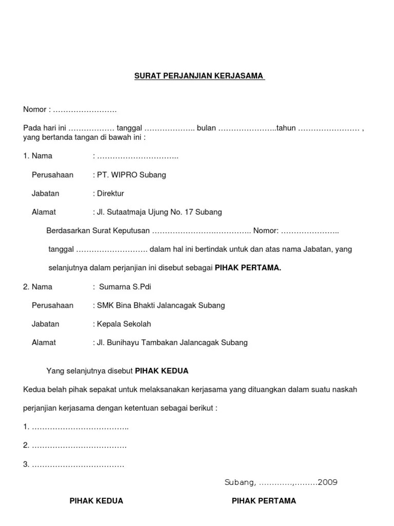 24 Contoh Mou Sekolah Dengan Bank Info Dana Tunai