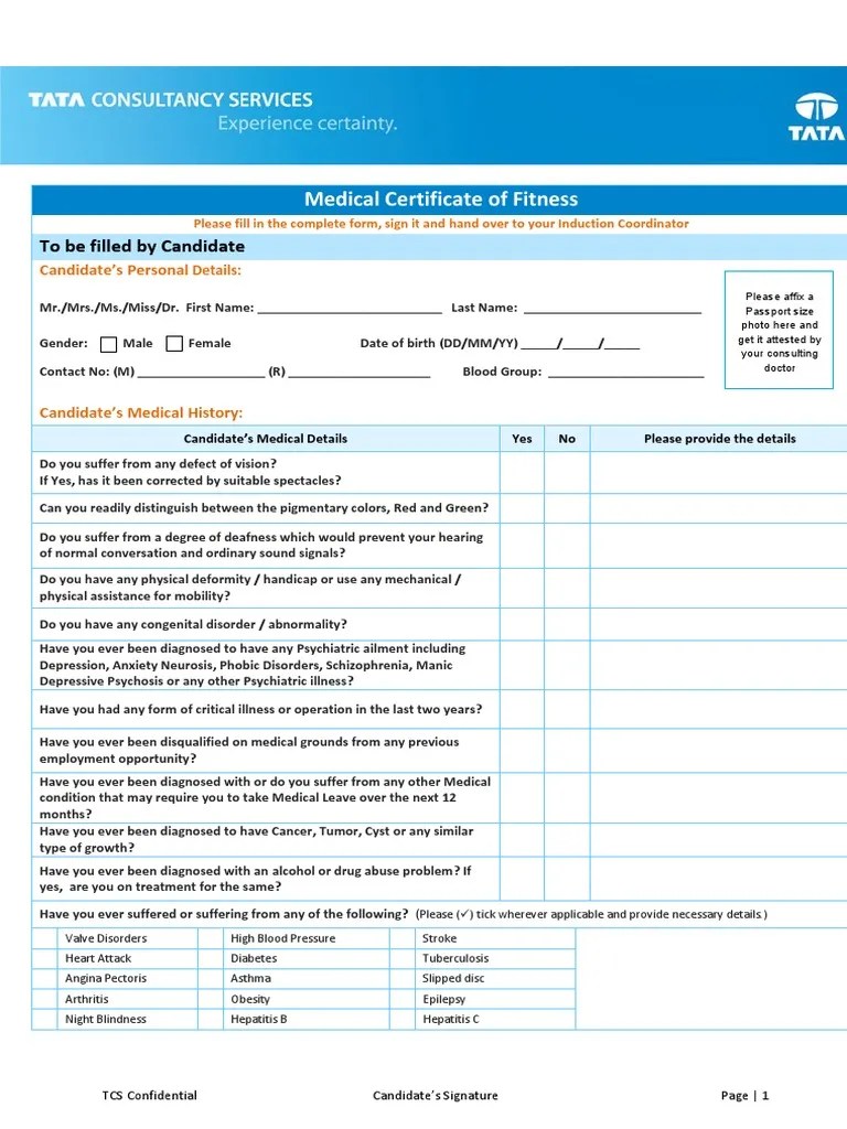 Medical FOrm_TCS Physical Examination Physician
