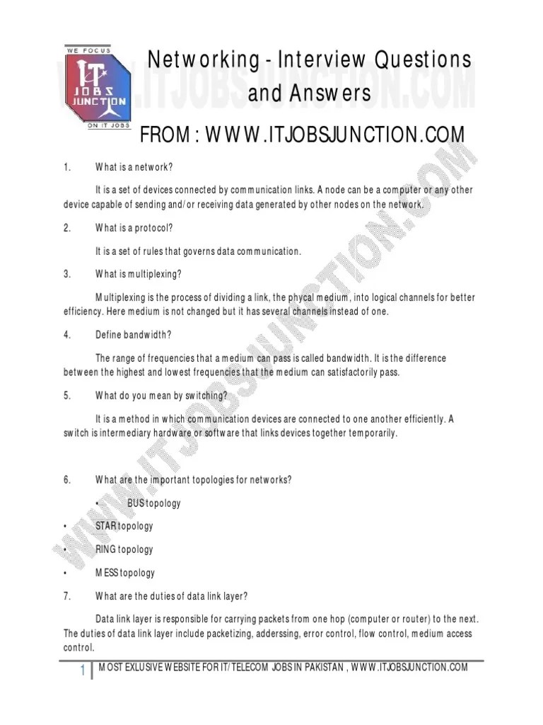 200 Networking Interview Questions With Answers PDF
